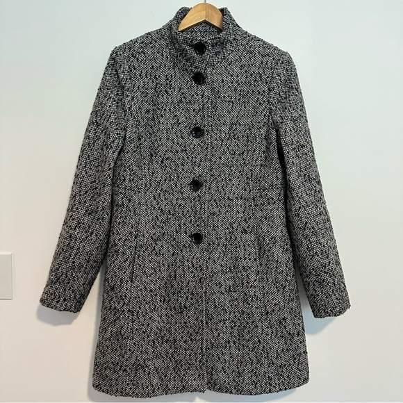 Calvin Klein wool tweed button up black and white coat - Picture 1 of 13